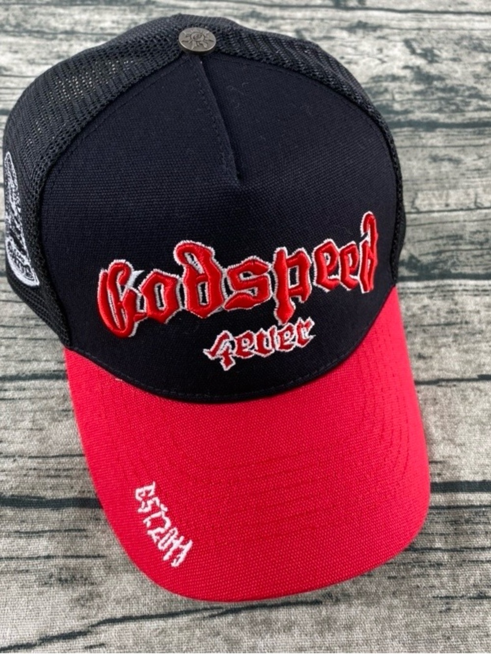 Godspeed Black & Red Trucker Cap with Embroidered Logo